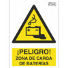 peligro zona de carga de baterías