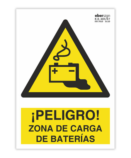 peligro zona de carga de baterías