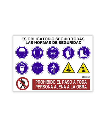 cartel de obras conjunto de señales
