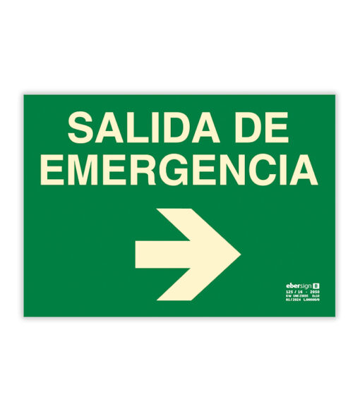señal de evacuación salida de emergencia con flecha