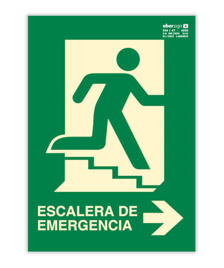 señal de evacuación escalera de emergencia derecha